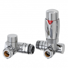 Reina Modal Dual Fuel Corner Radiator Valves Pair - Chrome