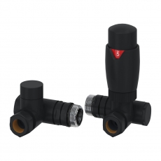 Reina Modal Dual Fuel Corner Radiator Valves Pair - Black