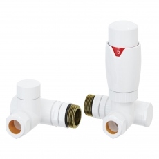 Reina Modal Dual Fuel Corner Radiator Valves Pair - White