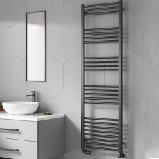 Reina Ottone Brushed Gun Metal Designer Heated Ladder Towel Rail