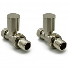 Reina Portland Straight Radiator Valves Pair 15mm - Brushed