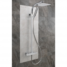 Sagittarius Curve Thermostatic Bar Mixer Shower with Shower Kit + Fixed Head - Chrome