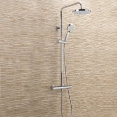 Sagittarius Dream Thermostatic Bar Mixer Shower Valve with Riser Kit and Fixed Head - Chrome