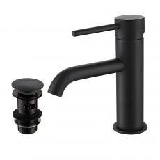 Sagittarius Ergo Cloakroom Monoblock Basin Mixer Tap with Waste - Black