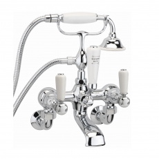Sagittarius Kensington Lever Bath Shower Mixer Tap with Shower Kit Wall Mounted - Chrome/White