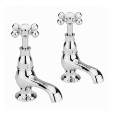 Sagittarius Kensington Crosshead Basin Taps Pair - Chrome/White