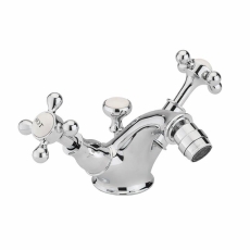 Sagittarius Kensington Monobloc Bidet Mixer Tap with Pop Up Waste - Chrome/White