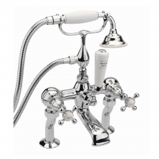 Sagittarius Kensington Bath Shower Mixer Tap with Shower Kit Pillar Mounted - Chrome/White