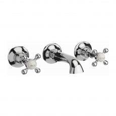 Sagittarius Kensington 3-Hole Basin Mixer Tap Wall Mounted - Chrome/White