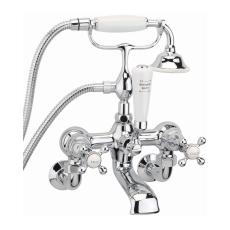 Sagittarius Kensington Deluxe Bath Shower Mixer Tap with Shower Kit Wall Mounted - Chrome/White