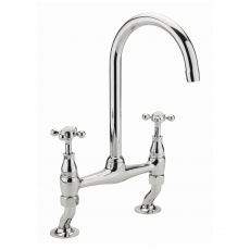 Sagittarius Kensington Bridge Crosshead Kitchen Sink Mixer Tap - Chrome/White