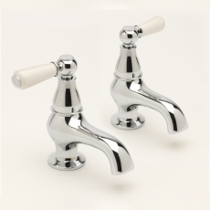 Sagittarius Kensington Lever Bath Taps Pair - Chrome/White