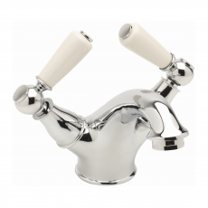 Sagittarius Kensington Monobloc Basin Mixer Tap Lever Handle with Sprung Waste - Chrome/White