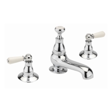 Sagittarius Kensington Lever 3-Hole Basin Mixer Tap with Pop Up Waste - Chrome/White