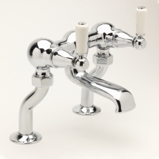 Sagittarius Kensington Lever Bath Filler Tap Pillar Mounted - Chrome/White
