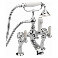 Sagittarius Kensington Lever Bath Shower Mixer Tap with Kit Pillar Mounted - Chrome/White