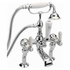 Sagittarius Kensington Lever Bath Shower Mixer Tap with Shower Kit Pillar Mounted - Chrome/White