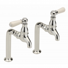 Sagittarius Kensington Lever Bib Taps Pair with Stands - Chrome/White