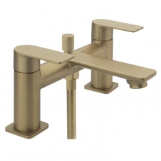 Sagittarius Kvell Bath Shower Mixer Tap with Shower Kit Pillar Mounted - Brushed Brass