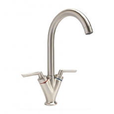 Sagittarius Contract Mono Kitchen Sink Mixer Tap Swivel Spout Dual Lever - Brushed Nickel