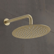 Sagittarius Morella Slim Fixed Shower Head and Arm 250mm Diameter - Brushed Brass