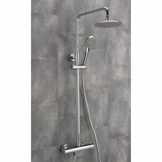 Sagittarius Padua Thermostatic Bar Mixer Shower Valve with Riser Kit and Fixed Head - Chrome