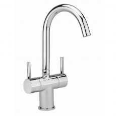 Sagittarius Piazza Twin Lever Basin Mixer Tap with Sprung Waste - Chrome