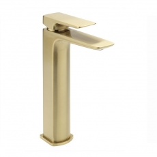 Sagittarius Ravenna Tall Mono Basin Mixer Tap with Sprung Waste - Brushed Brass
