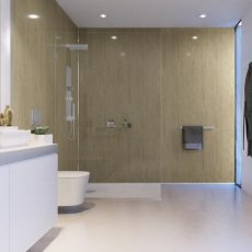 Showerwall Proclick MDF Shower Panel 600mm Wide x 2440mm High - Travertine Gloss