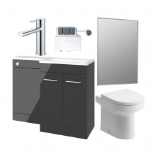 Signature Aalborg Bathroom Suite with LH Combination Unit 1100mm Wide - Anthracite Gloss