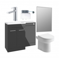 Signature Aalborg Bathroom Suite with RH Combination Unit 1100mm Wide - Anthracite Gloss
