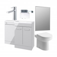 Signature Aalborg Bathroom Suite with LH Combination Unit 1100mm Wide - Grey Gloss