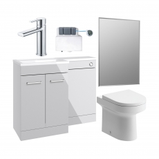 Signature Aalborg Bathroom Suite with RH Combination Unit 1100mm Wide - Grey Gloss
