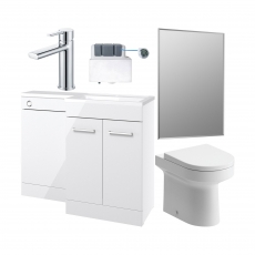 Signature Aalborg Bathroom Suite with LH Combination Unit 1100mm Wide - Gloss White