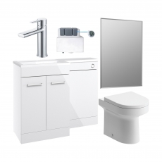 Signature Aalborg Bathroom Suite with RH Combination Unit 1100mm Wide - Gloss White
