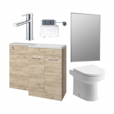 Signature Aalborg Bathroom Suite with LH Combination Unit 1100mm Wide - Oak