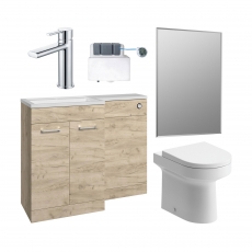 Signature Aalborg Bathroom Suite with RH Combination Unit 1100mm Wide - Oak