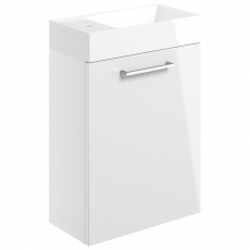Signature Aalborg Wall Hung 1-Door Vanity Unit with Basin 405mm Wide - White Gloss