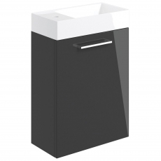 Signature Aalborg Wall Hung 1-Door Vanity Unit with Basin 405mm Wide - Anthracite Gloss