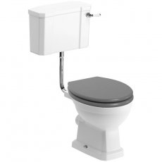 Signature Aphrodite Low Level Toilet with Lever Cistern - Grey Ash Soft Close Seat