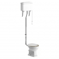 Signature Aphrodite High Level Toilet with Pull Chain Cistern - Matt Latte Soft Close Seat