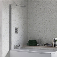 Signature Single Square Hinged Bath Screen 1400mm High x 800mm Wide