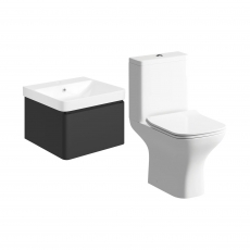 Signature Celeste Bathroom Suite with Wall Hung Vanity Unit 500mm Wide - Matt Black