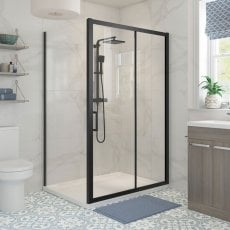Signature Verve Black Sliding Door Rectangular Shower Enclosure - 6mm Glass