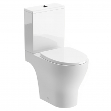 Signature Como Rimless Open Back Close Coupled Toilet with Push Button Cistern - Soft Close Seat