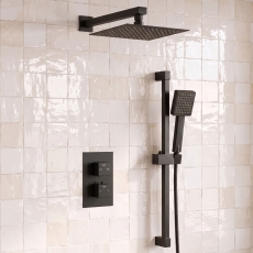 Signature Square Dual Concealed Mixer Shower with Shower Kit + Fixed Head - Matt Black