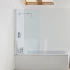 Signature Contract Square Hinged Bath Screen 1502mm H x 770-785mm W - 6mm Glass