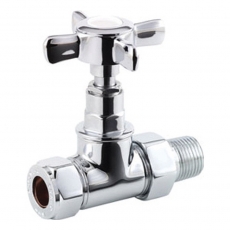 Signature Crosshead Straight Radiator Valves (Pair) - Chrome