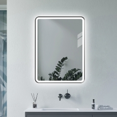 Signature Daisy Front-Lit LED Bathroom Mirror with Demister Pad 800mm H x 600mm W - Matt Black