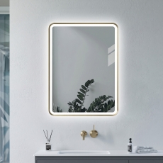 Signature Daisy Front-Lit LED Bathroom Mirror with Demister Pad 800mm H x 600mm W - Brushed Brass